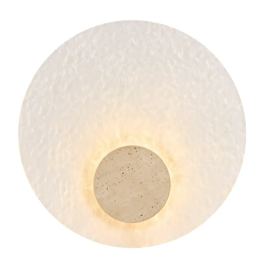 Fiora LED Wall Light Round Acrylic & Travertine Centre