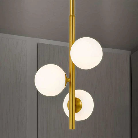 Moran 3 Light Rod Pendant Light with Glass Spheres