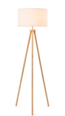 Briar Tripod Floor Lamp Oak Wood & White