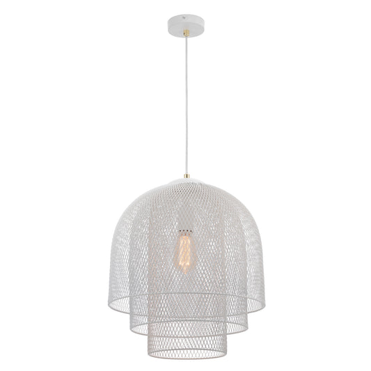 Picton 1LT 3 Tier White Mesh Pendant