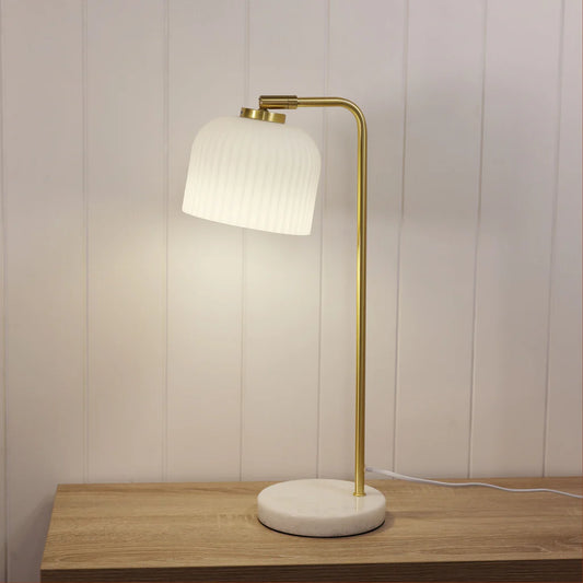 Charlotte Table Lamp White/Satin Brass