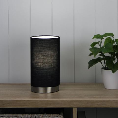 Mantel Touch Lamp with Fabric Shade Brushed Chrome