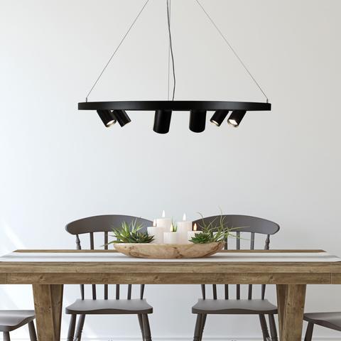 Pano Hanging Round Halo Ring Spotlight Pendant Light Matt Black