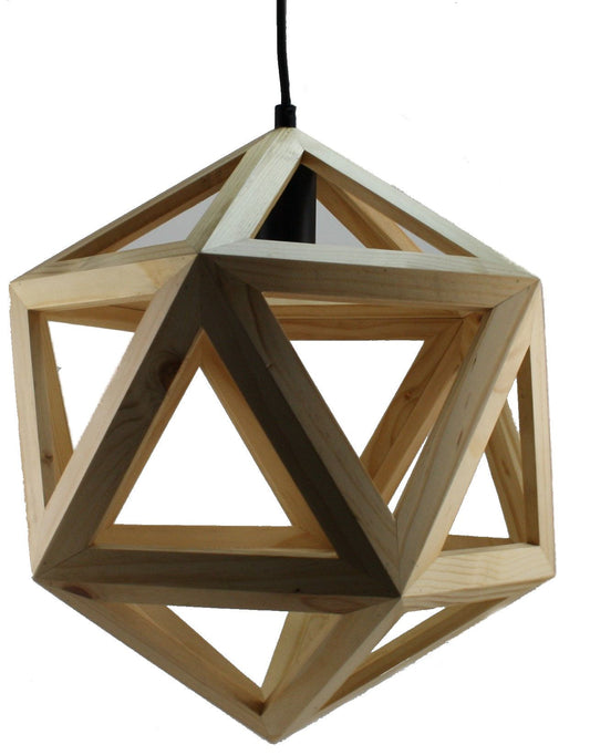 P1650 1Lt Dodecagon Oak Timber Pendant
