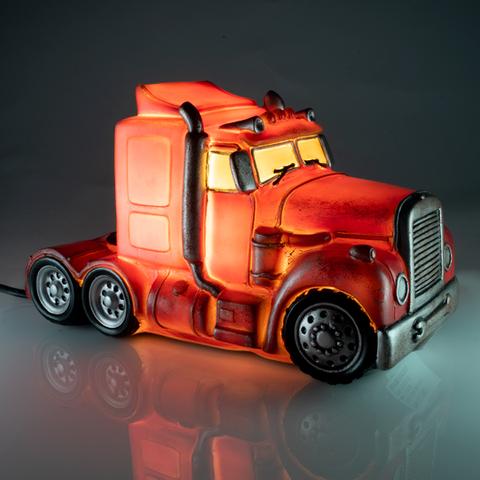 Red Metal Look Truck Kids Table Lamp