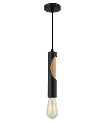 Ida 1Lt Tube Pendant with Oak Timber