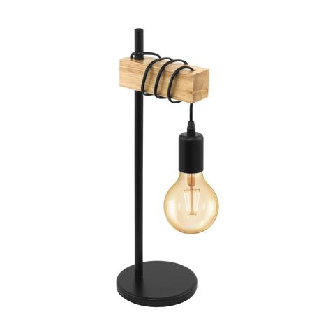 Townshend Table Lamp Black/Oak Timber