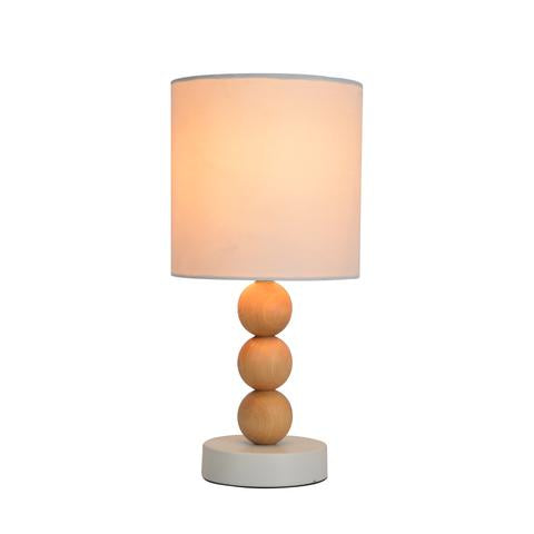 Cara Wooden Ball Table Lamp with Fabric Drum Shade