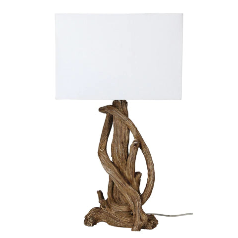 Sedona Twisted Branch Driftwood Resin Table Lamp with Fabric Shade