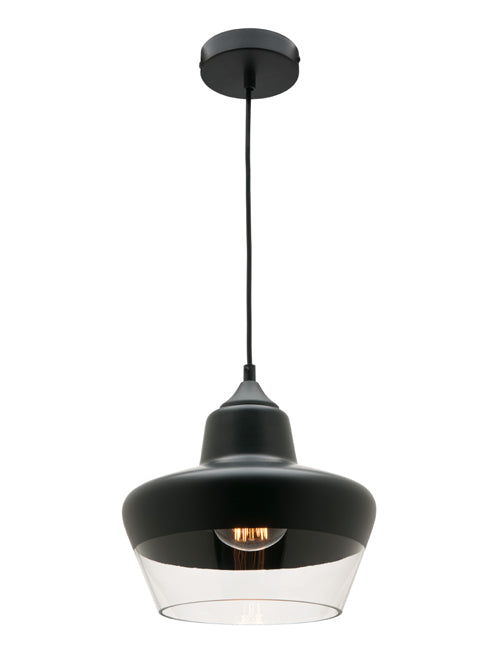 Stout 1 Light Glass Black Pendant