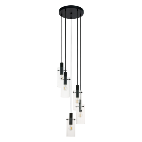 Montefino Clear Glass Pendant Light Black
