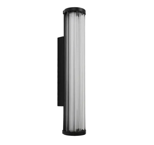 Junco LED Exterior Ribbed Glass Linea IP65 Wall Light Black