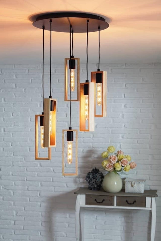 Littleton Black/Wood Pendant Light