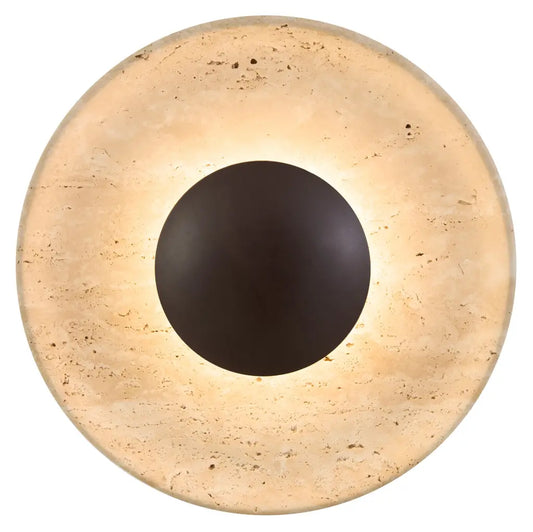 Firan Travertine LED Round Bowl Wall Light