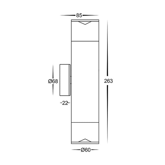 Highlite Titanium Aluminium Up & Down Wall Pillar Lights
