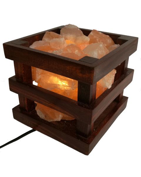 Boxed Wooden Fire Bowl - Himalayan Salt Lamp