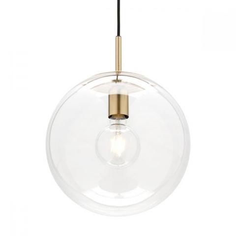 Madrid Clear Sphere 1LT Pendant Light with Brushed Brass Metalware