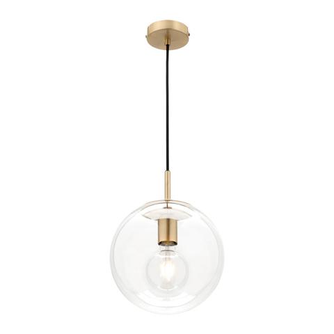 Madrid Clear Sphere 1LT Pendant Light with Brushed Brass Metalware