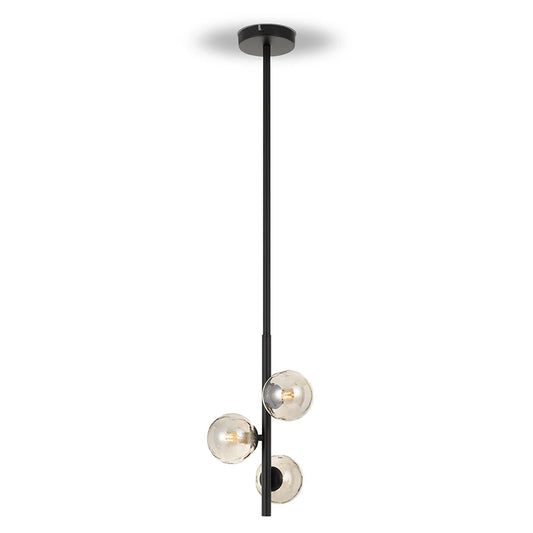 Moran 3 Light Rod Pendant Light with Glass Spheres