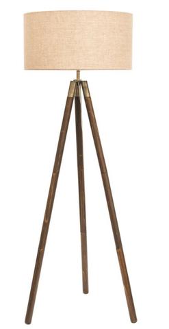Prince Wood/Ant Brass Tripod Floor Lamp