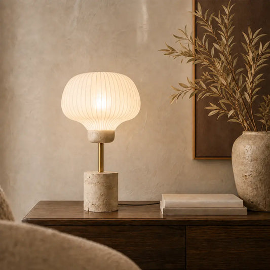 Vybor Travertine Lamp with Shade