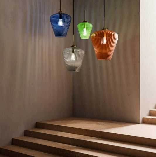 Ribbon Ribbed Glass Pendant Light