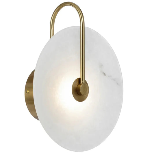 Zonder Alabaster LED Round Stone Disc Wall Light