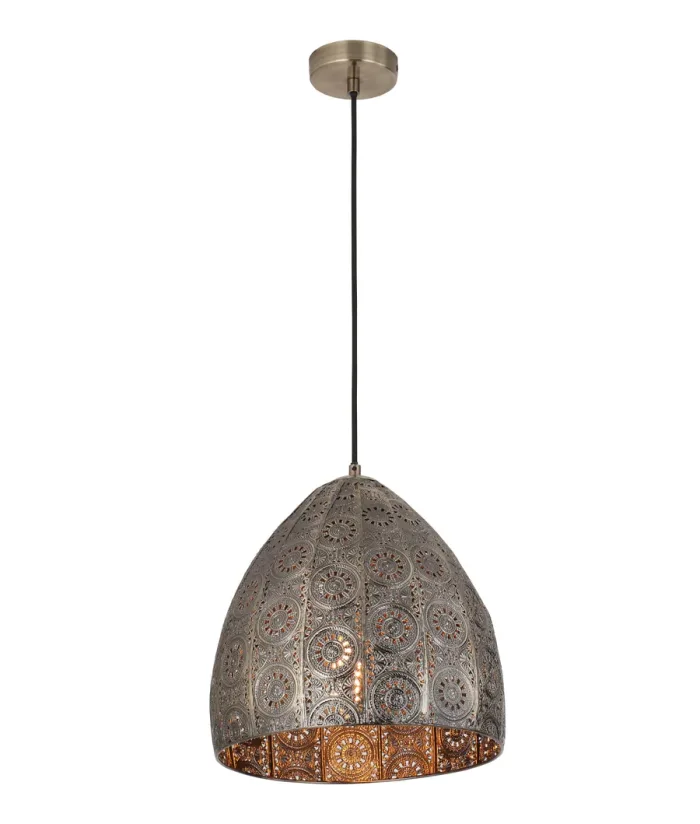 Sari1 1Lt Embossed Moroccan Steel Ombre Pendant Light